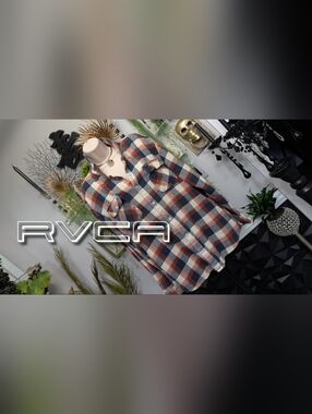 RVCA Plaid Cotton Flannel Button Down Shirt XL